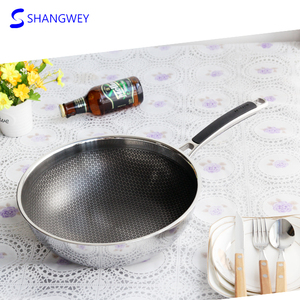 Nuevo producto <span class=keywords><strong>Wok</strong></span> Pan Hybrid <span class=keywords><strong>Wok</strong></span> de 12 pulgadas con tapa Woks reutilizables de acero inoxidable antiadherentes - Product Image 6