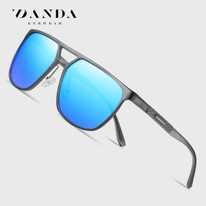 Danda Sunglasses Men Aluminum Magnesium Alloy Polarized Blue Mirror Lens <b>Large</b> <b>Frame</b> Outdoor Sports Driving UV Protection - Product Image 1
