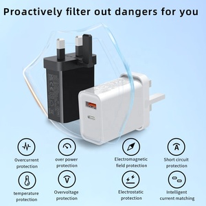 Hnt GAN 20W UK PUSH USB + Type C พอร์ตคู่ชาร์จเร็ว PD อะแดปเตอร์ไฟฟ้าแบบยืดหดได้สำหรับ Xiaomi <span class=keywords><strong>iPhone</strong></span> 16/15/<span class=keywords><strong>14</strong></span> - Product Image 6