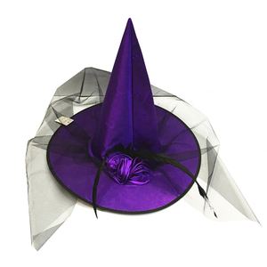 Chapeau de sorcière en toile d'araignée avec breloque rose, décoration de fête d'Halloween pour enfants et adultes, vente en gros - Product Image 2