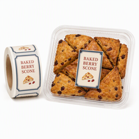 Étiquettes de boulangerie pour scones aux canneberges - Rouleaux d'autocollants en vinyle carrés personnalisés, résistants à l'huile et imperméables pour l'emballage de pâtisseries