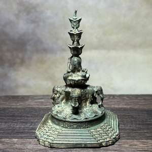 घरेलू सजावट के लिए उत्कृष्ट कांस्य बहु परत बुद्ध प्रतिमा हाथी आधार - Product Image 5