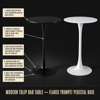 Table haute en métal, design moderne, base sur pied, usage commercial, table basse de loisirs pour la maison