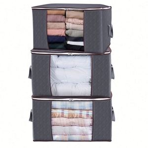 Moisture-Proof Dust-Proof Non-Woven Cotton Material Foldable Clothing Quilt <b>Storage</b> Box Minimalist Design for Home Bedroom Use - Product Image 1