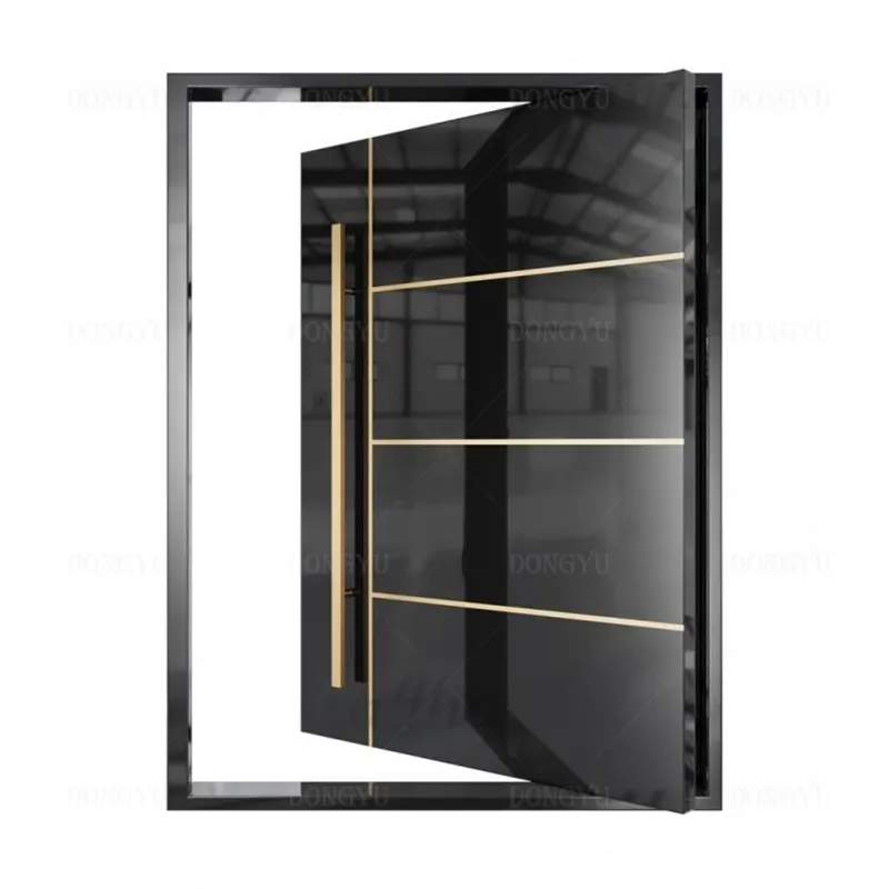 Mansion Luxury Design in acciaio inox porta girevole esterno ingresso anteriore sicurezza in acciaio porta moderna porta perno nero