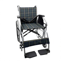 Fauteuil roulant manuel pliable léger, cadre en acier aviation A3, revêtement antirouille, roues en PU, système de freinage double, repose-pieds réglable