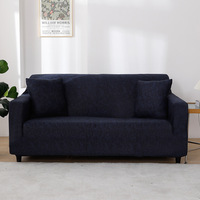 Penutup Sofa poliester pola bunga daun bergaris indah terlaris, berbagai warna murni penutup Sofa melar elastis antiselip