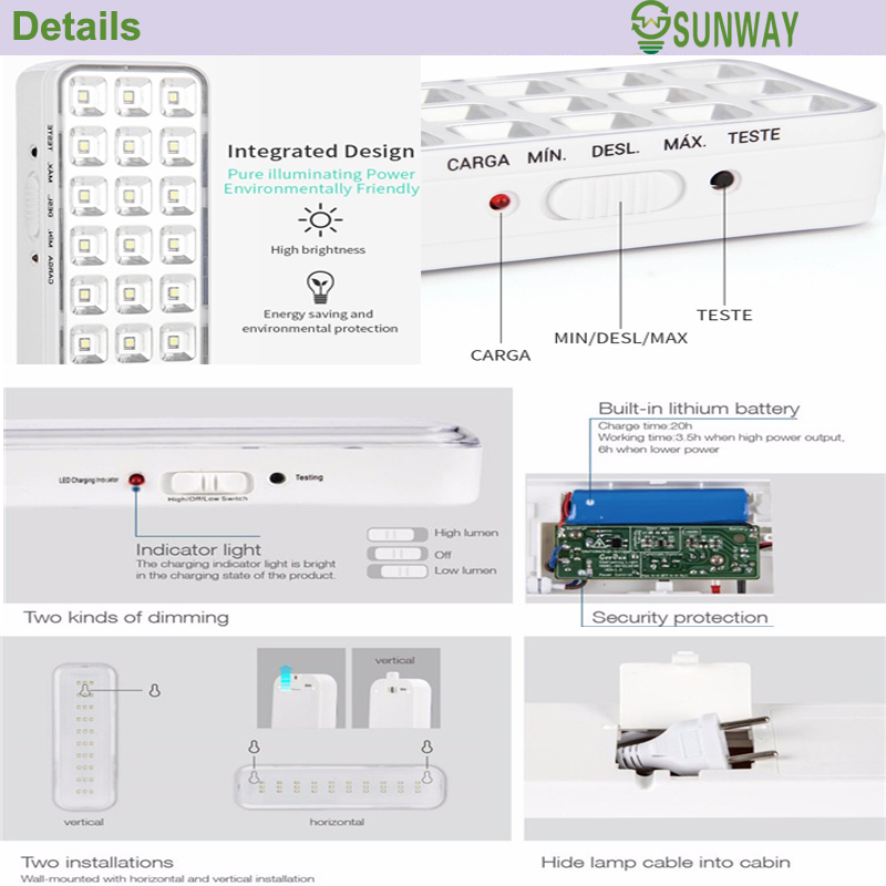 Hot Sale High Quality 30LED 60LED 80LED 90LED 3W 5W 8W 9W  Energy Saving LED Emergency Rechargeable Light Lamp