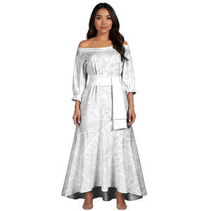 Nuevo vestido de cola de pez de talla grande <span class=keywords><strong>Sexy</strong></span> de fiesta de noche de diseño gris blanco Tribal de Samoa Polinesia con cinturón - Product Image 2