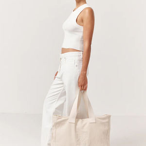 Custom Logo Embroidery Eco-friendly Recyclable Large/Extra Large Capacity Cotton <strong>Tote</strong> <strong>Bag</strong> Natural Canvas Promotional Gift - Product Image 5