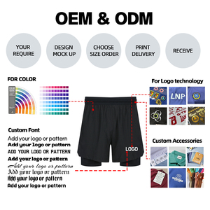 Ensemble de shorts de course à compression pour hommes YING LANG, shorts de sport à séchage rapide avec poche arrière, logo personnalisé - Product Image 4