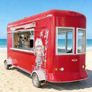 รถเข็นขายของเคลื่อนที่สแตนเลสสีแดง 4 ล้อ แข็งแรง ทนทาน พร้อมพื้นที่ภายในกว้างขวางสำหรับขายไอศกรีมและอาหารกลางแจ้ง - Product Image 4