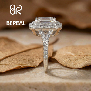 IGI Certified Vvs CVD Lab Grown Diamond Engagement <b>Ring</b> Women Custom 925 <b>Silver</b> Lab Created Diamond <b>Emerald</b> Halo <b>Ring</b> Jewelry - Product Image 2