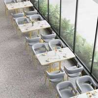 Tables et chaises de restaurant modernes de luxe léger pour usage commercial - Sièges écologiques en fer et bois pour café, hôtel, école
