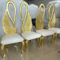 LISSE Romantique Cygne Forme De Mariage En Acier Inoxydable Mariée et Marié Chaise En Métal Hôtel Événement Banquet Restaurant Chaise