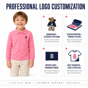 Fabrication sur mesure, uniforme scolaire pour garçons, vêtements pour enfants, printemps automne, manches longues, broderie, <span class=keywords><strong>t</strong></span>-<span class=keywords><strong>shirt</strong></span> polo respirant - Product Image 4