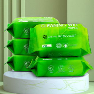 20 lingettes humides à l'<span class=keywords><strong>aloe</strong></span> vera, non parfumées, hypoallergéniques, douces pour le visage et les mains, mini-pack - Product Image 2