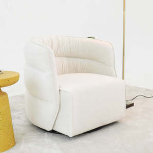 Fauteuil pivotant moderne Walden - Lin crème convertible et inclinable pour salon, bureau, hôtel et chambre - Product Image 1