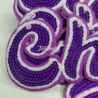Patchs Réversibles à Paillettes de Grande Taille avec Applique de Cheerleading Violet et Blanc pour Vêtements de Chemise