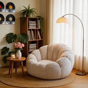 Funda de Sofá Individual Estilo Calabaza de Felpa Teddy, Creativa y Moderna, Extraíble y Lavable, para Sala de Estar o Dormitorio - Product Image 2