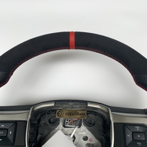 CCexcellent พวงมาลัยคาร์บอนไฟเบอร์สไตล์สปอร์ตออกแบบได้ตามต้องการสำหรับ F150 <span class=keywords><strong>Challenger</strong></span> Civic Q5ด้วยหนังสีแดงแบบมีรูพรุน - Product Image 4