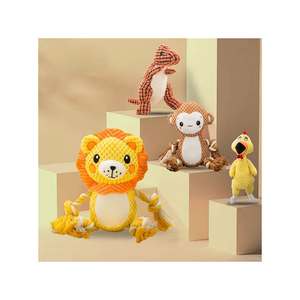 Плюшевая игрушка для домашних животных с милыми забавными звуками, прочные игрушки для собак в форме животных, Коренная Милая обезьяна, пищащая жевательная игрушка - Product Image 1