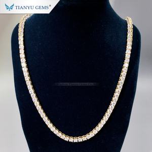 Tianyu Gems Oro y plata Estilo de lujo tachonado con collar de cadena de diamantes Moissanite - Product Image 2