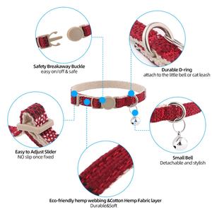 <span class=keywords><strong>Collar</strong></span> de gato de seguridad de cáñamo de algodón ecológico de Venta caliente Ideal para <span class=keywords><strong>collar</strong></span> de gato de piel sensible - Product Image 4