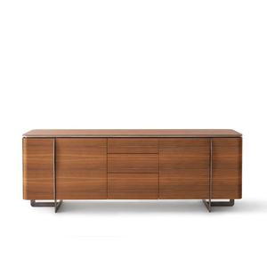 ลิ้นชักทำจากไม้เมลามีนเนื้อไม้พร้อมแผ่นไม้อัดหนังด้านข้างเคาน์เตอร์หินอ่อนขาตั้งโลหะสำหรับห้องนั่งเล่น - Product Image 4