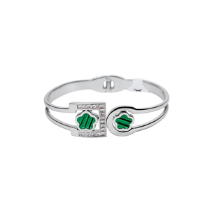 Brazalete de Moda en Acero Inoxidable 316L con Baño de Oro PVD e Incrustaciones Verdes de Cristal, Joyería para Mujer - Product Image 2