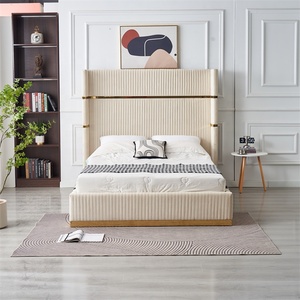 <span class=keywords><strong>Sommier</strong></span> en tissu velours moderne avec <span class=keywords><strong>lattes</strong></span> en bois, taille Queen ou King, rembourrage doux, lit plateforme pour hôtel, avec rangement - Product Image 5