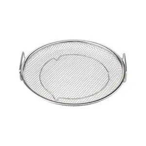 Stainless Steel Square Wire Mesh Grilling Basket Roasting Pan with Two Handles for Fried food