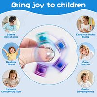 Jouet Fidget Spinner Lumineux à LED, Anti-Stress Rotatif, Clavier Transparent à 3-5 Touches, Clics de Clavier Mécaniques Transparents