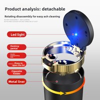 Cendrier de voiture LED de luxe, portable, étanche, durable, avec couvercle coulissant, universel pour porte-gobelet de véhicule
