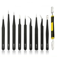 Ensemble de pinces antistatiques ESD, Kit de pinces de précision en acier inoxydable de 1.5mm avec sac de rangement pour la réparation électronique et la fabrication de bijoux