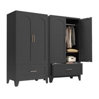 Armoire Moderne en Bois avec 1 Tiroir, Tringle à Vêtements, 2 Portes et Étagère – Durable et Écologique pour Chambre, Bureau, Hall d'Entrée, Maison d'Hôtes