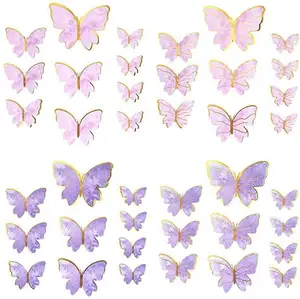 Venta caliente 3D animado mariposa pastel decoración 10 unids/set tamaño mixto pastel Cupcake Topper Kit