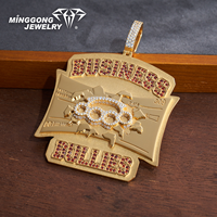 Pendentif Lettre Personnalisé en Moissanite Sertie de Pierres, en Argent Sterling Plaqué Or 10K 14K 18K 22K, Design Textuel, Bijoux Hip Hop Rapper de Luxe