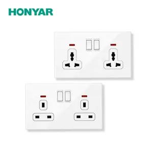 Honyar British Standard 13A 20A 45A Atenuador de vidrio mate Enchufes eléctricos e interruptores de pared