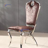 Chaise de salle à manger de luxe moderne avec revêtement en velours imperméable et dossier, structure en acier inoxydable gris foncé pour appartement