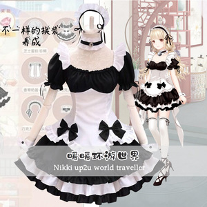 Costume de demoiselle d'honneur, robe Lolita noire et blanche, tenue de jeu Cosplay pour femmes adultes - Product Image 1
