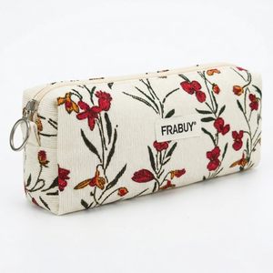 Trousse à crayons et étui à stylos en velours côtelé doux à motif damier, fermeture éclair fluide – Organisateur compact pour l'école et les cosmétiques pour filles et femmes - Product Image 2