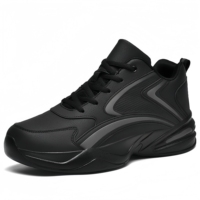 Chaussures de sport à lacets pour hommes, grande taille, antidérapantes et respirantes, chaussures de sport en PU pour l'extérieur avec doublure en maille tendance et élégante