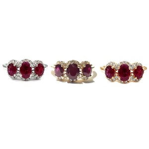El mejor vendedor de oro amarillo de 18k, 100% Natural de Diamantes Joyería Fina Color de piedra Madagascar Oval Ruby joyería 3 anillo de piedras - Product Image 4