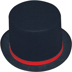 <span class=keywords><strong>Chapeau</strong></span> haut de forme amusant en feutre noir à la mode, <span class=keywords><strong>chapeau</strong></span> haut de forme en feutre noir avec ruban rouge pour magicien, fête de Mardi Gras - Product Image 1
