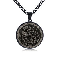 Titane acier ancien grec olympien douze principaux dieux chasse déesse Artemis collier pendentif circulaire