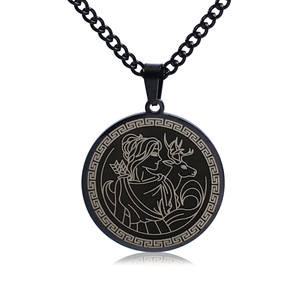 Titane acier ancien grec olympien douze principaux dieux chasse déesse <span class=keywords><strong>Artemis</strong></span> collier pendentif circulaire - Product Image 4