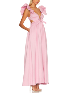 OEM Fashion Ladies abbigliamento Lace-up Back tie Maxi abiti senza maniche Cut out Women Casual dress - Product Image 2