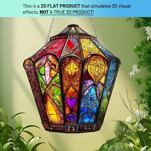 Idea de Decoración para el Hogar en Ramadán: Impresión Plana 2D con Ilusión 3D de un Araña de Cristal Ornamentado de Oriente Medio, Vibrante Estilo Islámico - Product Image 3