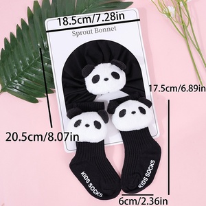 유럽 및 미국 가을용 면 니트 만화 모자 양말 세트 아기 소녀 및 소년용 진화 - Product Image 4